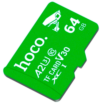 Карта памяти HOCO MicroSDXC 64gb Class 10 (A2/3, TFcard, V30, XC1) універсальний носій інформації внутрішня пам'ять портативних пристроїв Зелений