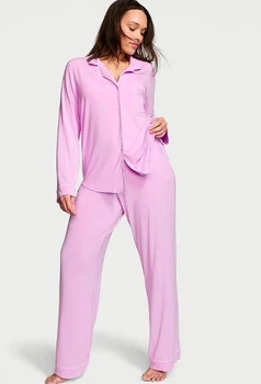 Пижама Модал Victoria's Secret Set MODAL LONG PJ SET Purple L Фиолетовая классическая