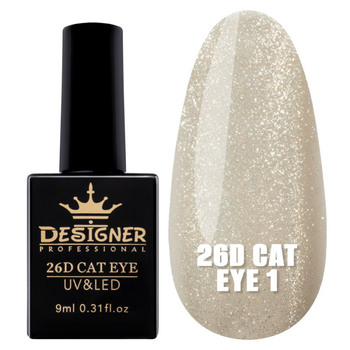 Гель-лак (Котяче око) бежевий 26D Cat Eye 01 Designer Professional 9 мл