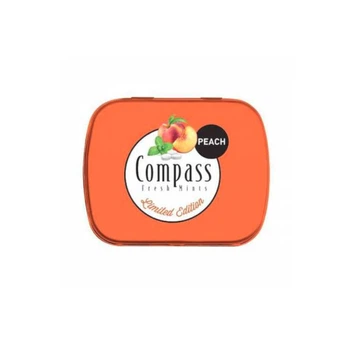 Льодяники без цукру Compass Fresh mints Peach цукерки Персик 14г