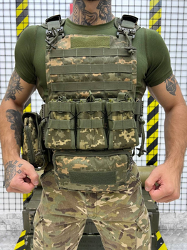 Плитоноска з Cordura з напашником аптечкою та комплектом підсумків Піксель