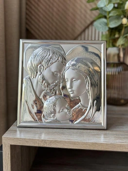 Серебряная икона Святое Семейство (код 95072) 11*11 см