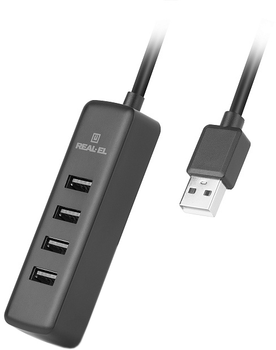 USB-хаб Real-El HQ-175 4xUSB-A 2.0 Черный (4743304102044)