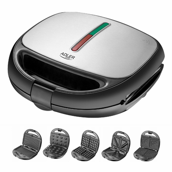 Мультимейкер Adler AD 3040 5в1 (для гриля, сэндвичей, вафель, тостов, орешков)