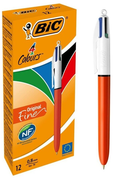 Zestaw długopisów kulkowych BIC 4 Colors Original Fine 12 szt (3086123233843)