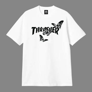 Футболка унісекс Thrasher з малюнком метеликів розмір S білого кольору