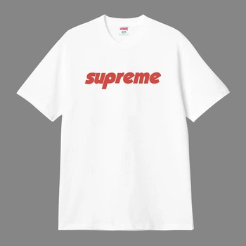 Футболка унисекс с красной надписью Supreme размер S белого цвета