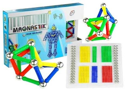 Klocki magnetyczne Leantoys Magnastix 188 elementów (1818911171493)