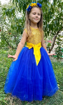 Сукня Зірочка р.104-110 жовта з синім довга (Ds009)