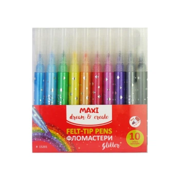 Фломастеры Maxi с блестками, 10 цветов (MX15201)