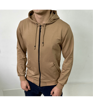 Кофта на застібці з кишенями-кенгуру - HECTOR - 17325 - XL - Коричневий