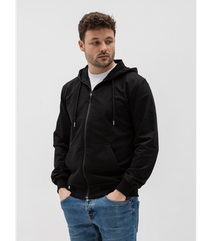 Кофта на застібці з кишенями-кенгуру - HECTOR - 17325 - XXL - Чорний