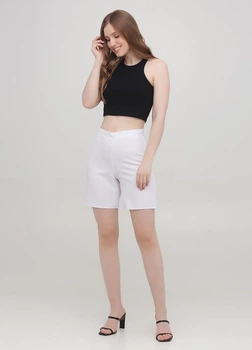 Белые женские шорты с высокой посадкой Подіум 28510-WHITE XXL Белый