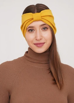 Теплая повязка с бантом Подіум 28332-MUSTARD uni Горчичный