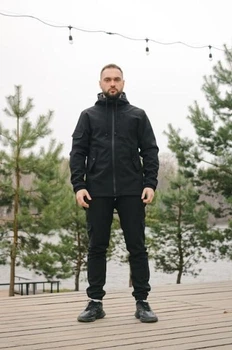 Чоловічий костюм куртка та штани утеплений флісом Soft shel Intruder 0212 S Чорний (IN-0212/02A)