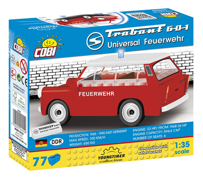 Zestaw klocków Cobi Youngtimer Trabant 601 Universal Feuerwehr 77 elementów (5902251245559)