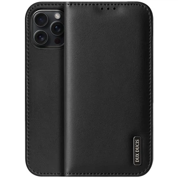 Противоударный Чехол-книжка кожаный Dux Ducis Hivo для Apple iPhone 16 Pro Max Black