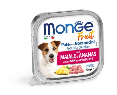 Вологий корм для собак MONGE (Монж) DOG FRUIT зі свининою та ананасом 0.1 кг. 5 шт