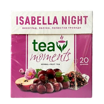 Фруктовый чай Curtis в новом дизайне Tea Moments Isabella Night с яблоком и виноградом 20 пирамидок