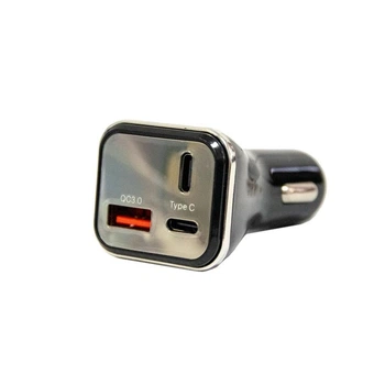Автомобільний зарядний пристрій в прикурювач HZ HC13 Type-C*2 + USB, Quick charge 3.0 Black