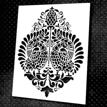 Трафарет для декору DFA Королівський Дамаск, для шпаклівки і фарби, 48х60см, товщина 0,3-1мм (D00022)