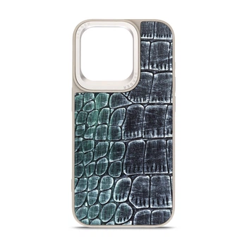 Кожаный чехол для Apple iPhone 15 Pro, Harder Glamorous Croco, Разноцветный, термополіуретан ТПУ + экокожа с имитацией кожи крокодила, панель, защита корпуса, противоударный, микрофибра, рамка вокру камеры, защита всего корпуса, (ARM76761)