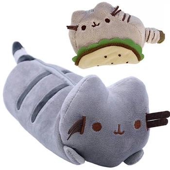Дитячий набір Pusheen cat пенал-косметичка 23х11см та М'яка іграшка 8х7 см Кіт з піттою Сірий n-12244