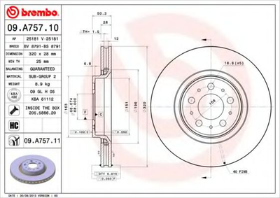 Тормозной диск Brembo (09A75711)