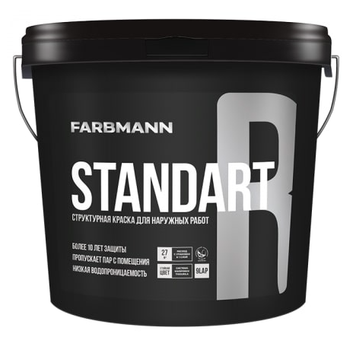 Краска структурная водно-дисперсионная для наружных работ Farbmann Standart R ( Белая ) 4,5л