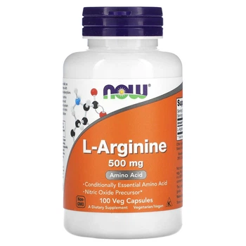 Аргинин 500 мг Now Foods L-Arginine аминокиcлота 100 капсул