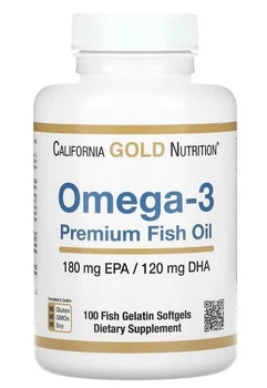 Жирні кислоти California Gold Nutrition Омега-3, риб'ячий жир, 100 желатинових капсул