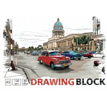 Альбом для малювання A5 DRAWING BLOCK клеєний планшет 40 аркушів 120 г/м2 в асортименті AK5840