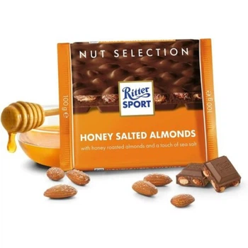 Молочний шоколад Ritter Sport Nut Selection з цільним мигдалем сіллю та медом 100 г