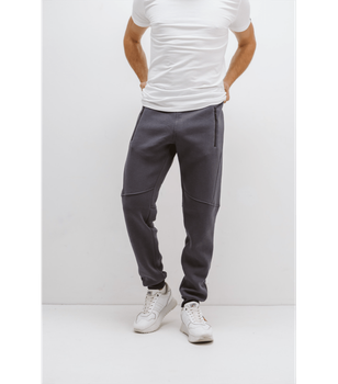 Теплые мужские штаны резанные с карманами на застежках - HECTOR - 30668 - XL - Grey