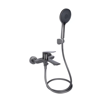 Смеситель для ванны Qtap Vlasta New c душевым гарнитуром QTVLA259GMB45643 Gunmetal Black PVD