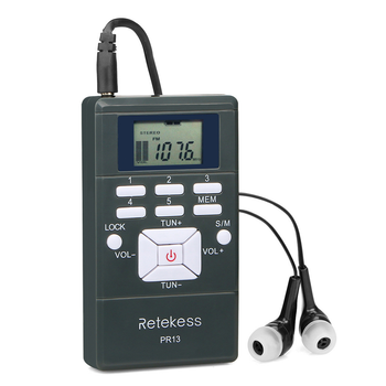Карманное FM-радио Retess PR13 C 24-часовыми цифровыми часами, регулятор громкости