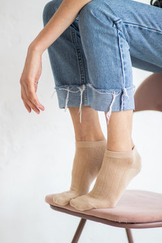 Носки короткие бежевые бесшовные ORGANIC cotton JILL ANTONY 38-40 арт. 31025