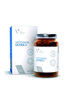 Vet Expert VetoSkin Ultra Харчова добавка для комплексної підтримки і регенерації шкіри і шерсті у котів і собак, 60 капс.