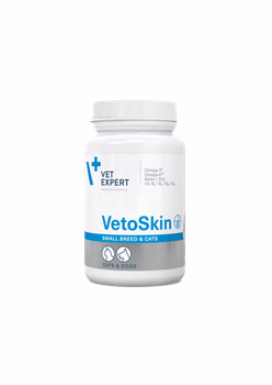 Vet Expert VetoSkin Small breed&cat Харчова добавка для підтримання здоров'я шкіри та якості шерсті у котів і собак малих порід, 60 капс