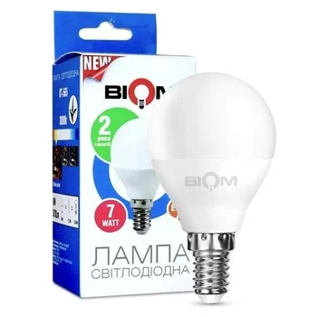Світлодіодна лед LED лампа 7W 7Вт Е14 4500К кулька G45 нейтральне біле денне світло ff001