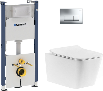 Інсталяція GEBERIT Duofix 458.126.00.1 з панеллю зливу Delta 50 115.119.21.1 хром + унітаз DEVIT Linea 3040120 Rimless з сидінням Soft Close дюропласт