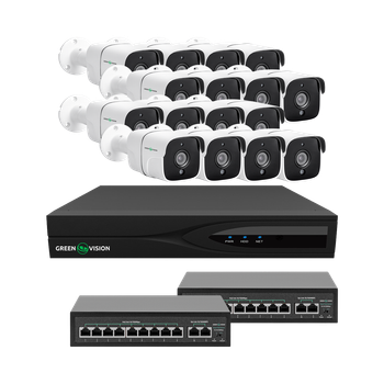 Комплект видеонаблюдения на 16 камер GreenVision GV-IP-K-W88/16 5MP