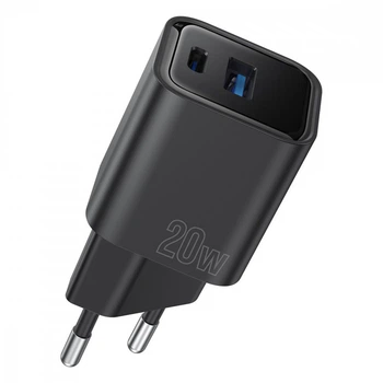 Мережевий Зарядний Пристрій Proove Silicone Power Plus 20W (Type-C + USB. QC 3.0 + PD 3.0) Black