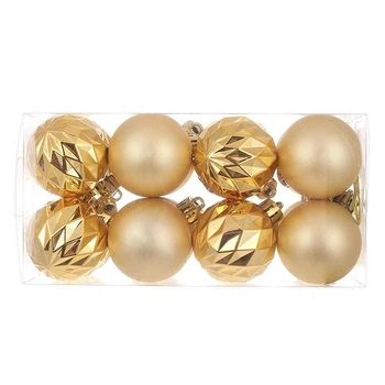 Набір пластикових новорічних кульок Flora 16 шт. D-4 см. 13766 Золото