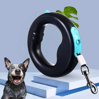 Поводок рулетка для собак 3 м Hands Free Х10 Круглая ручка кольцо со встроенным фонариком