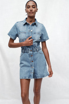 Сукня жіноча ZARA Mini Shirtdress S Блакитний (45363)