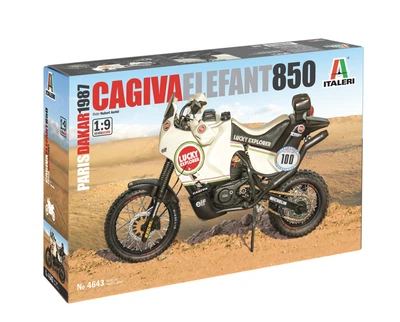 Сборная модель 1/9 мотоцикл Cagiva Elefant 850 Paris-Dakar 1987 года Italeri 4643