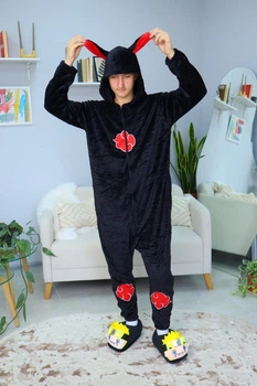 Пижама Кигуруми My Kigu Мужская Аниме Наруто Акацуки с ушками Черный размер XL 175-185 см (21107411)