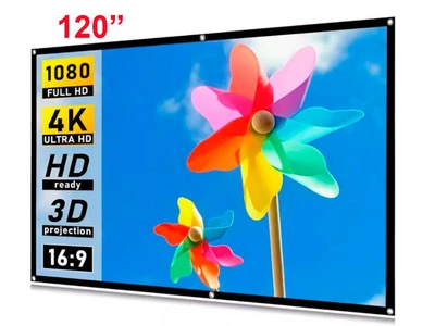 Екран для проектора 120 " дюймів SOFT LIGHT 16:9 настінний портативний Стрейчева тканина біла матова В комплекті кріплення для дома та вулиці