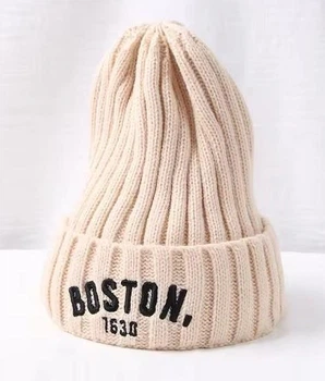 Дитяча демісезонна зимова шапка-біні в'язана Boston 47-51 см Бежевий від 0 до 4 років YU2KI
